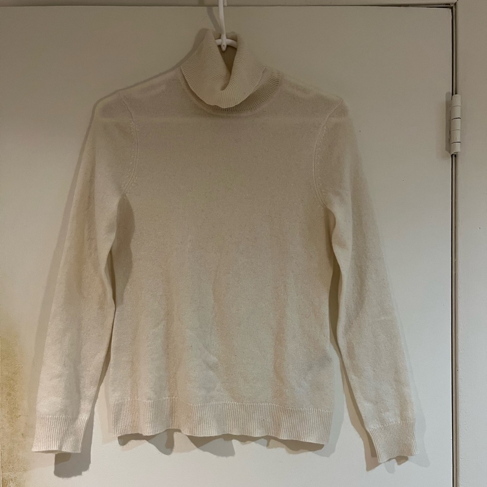 Lord & Taylor Cashmere Fold Over Turtleneck Sweater.